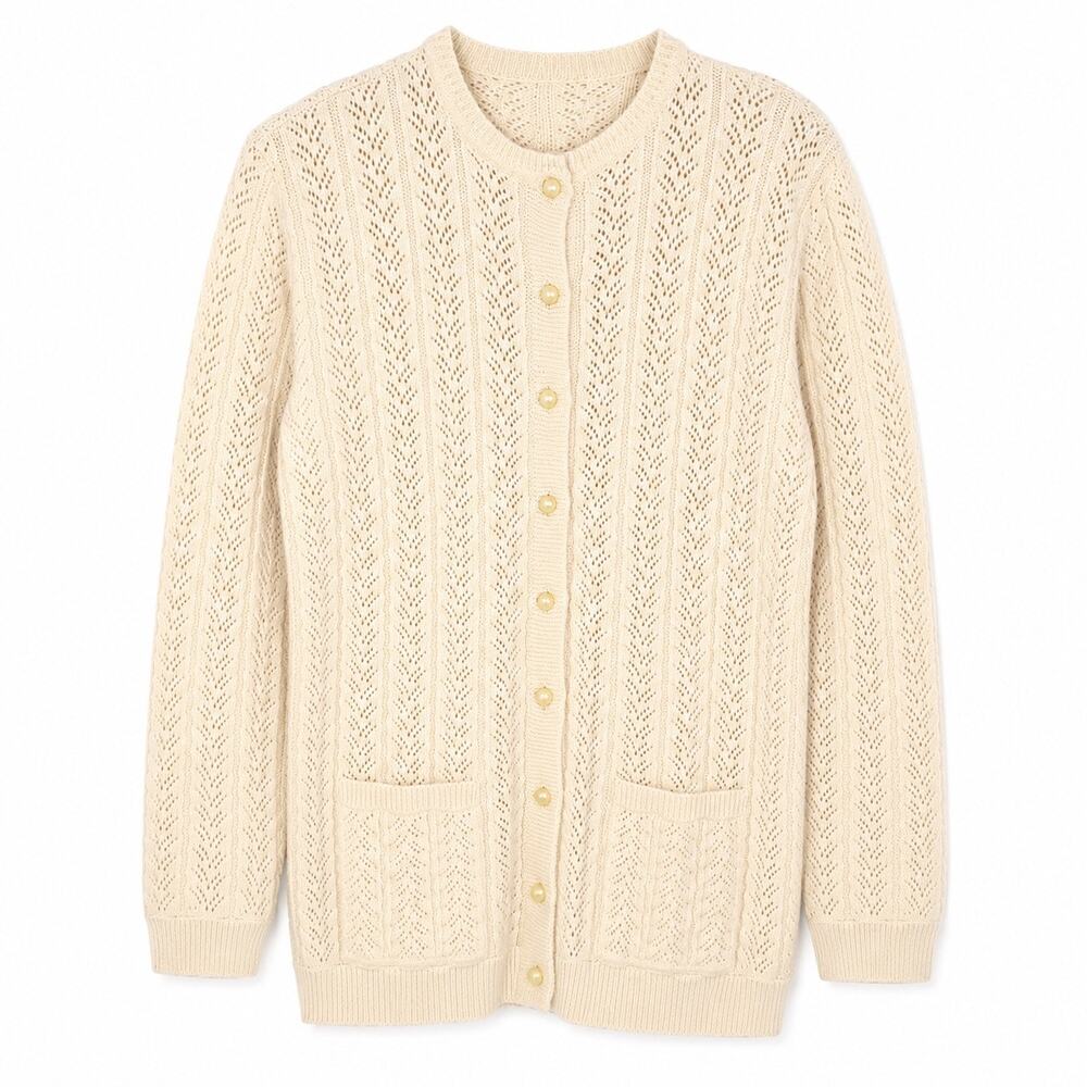 Vintage Cottage Grandma Core Cream Women's Cardigan EUC size xl Neutral Cadigan